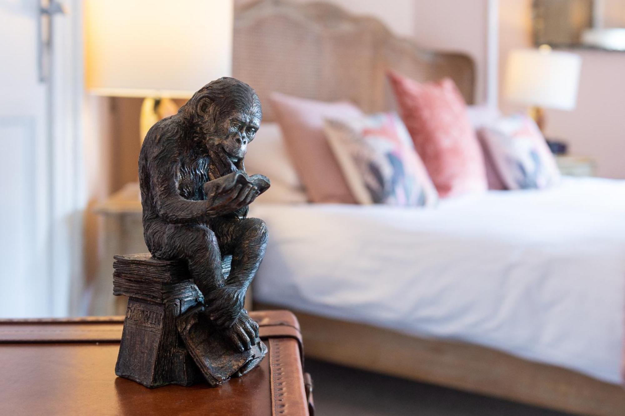 达尔文联排别墅旅馆 什鲁斯伯里 客房 照片 A sculpture of a monkey sitting on a suitcase